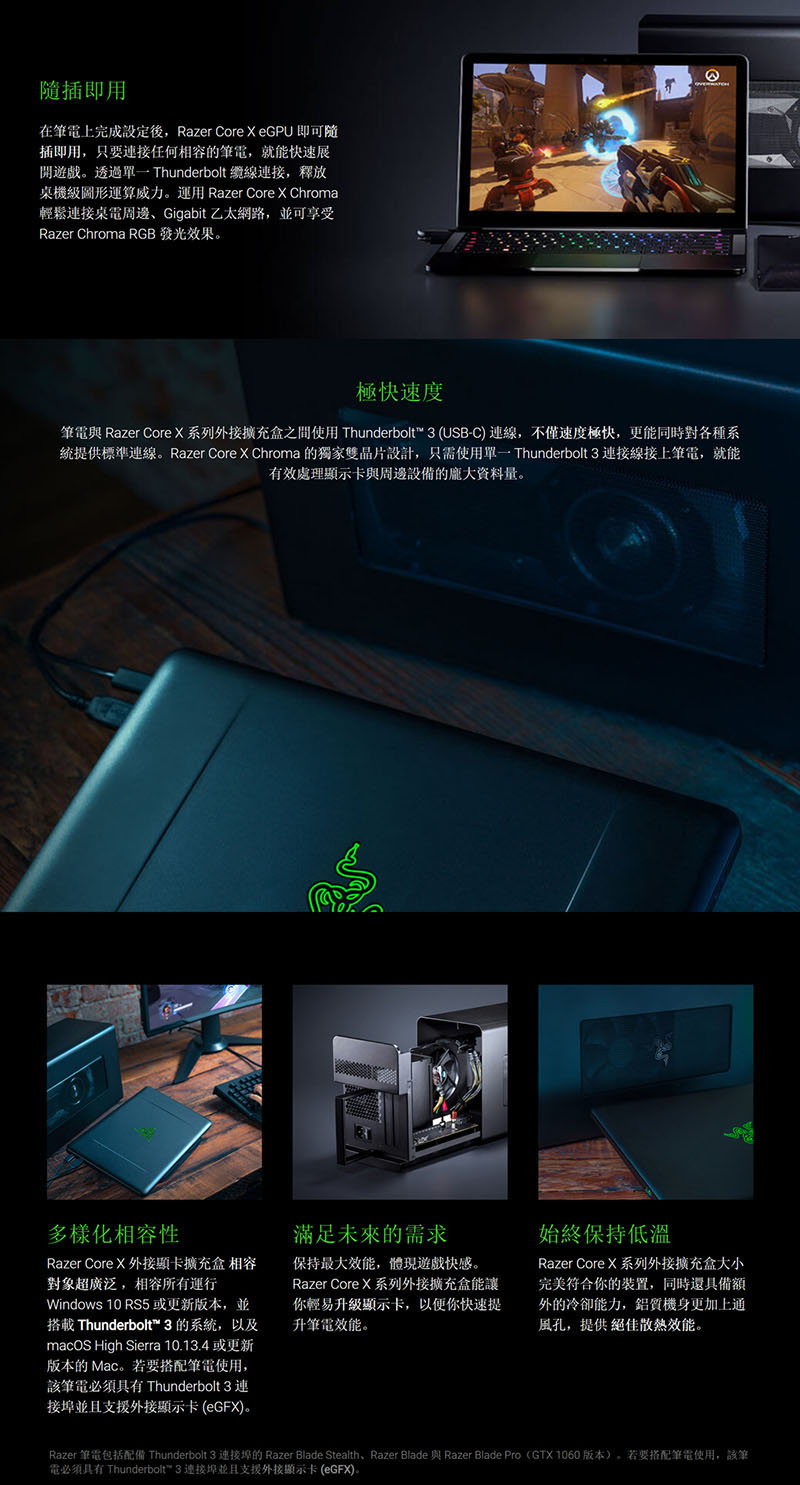 Razer 雷蛇Core X Chroma 外接顯示卡盒_顯卡|改裝千斤頂|轉接架_機殼