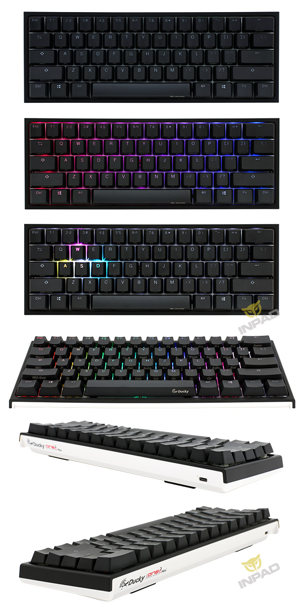 Ducky ONE 2 mini RGB 60% PBT二色鍵帽機械式鍵盤新版黑色中文英文_ 