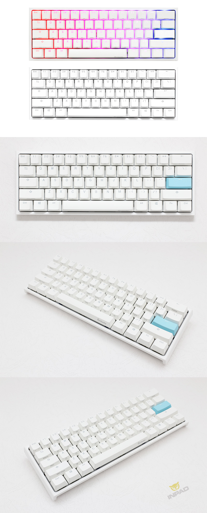 Ducky ONE 2 mini RGB 60% PBT二色鍵帽機械式鍵盤新版白色中文英文_ 