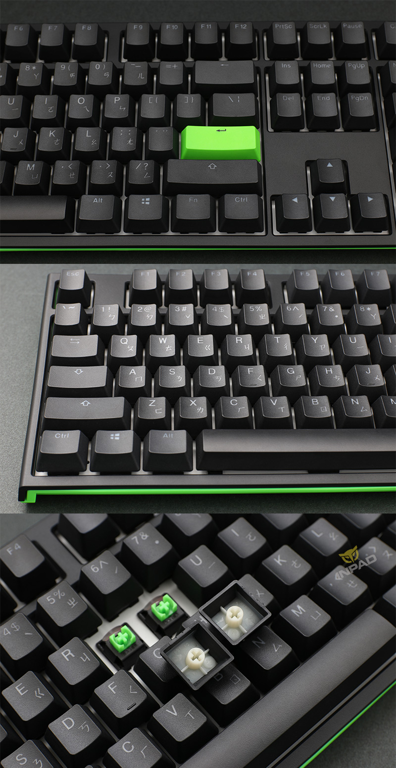 送酥鴨>Ducky X Razer 聯名款ONE 2 108鍵PBT二色鍵帽機械式鍵盤黑色綠