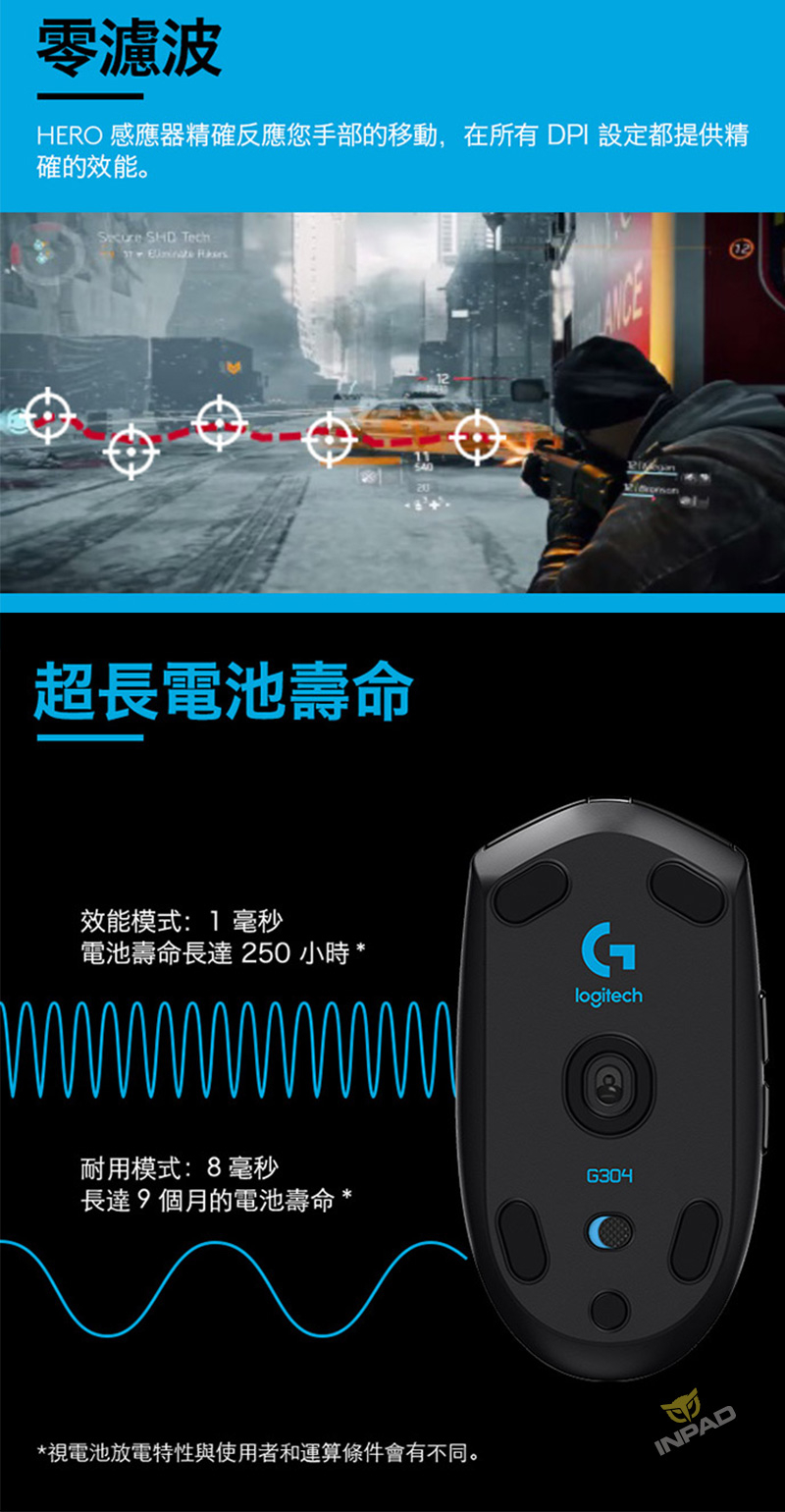 Logitech 羅技g304 無線光學滑鼠黑色白色 無線滑鼠 電競滑鼠 滑鼠 鼠墊 滑鼠周邊 硬派精璽線上購物網