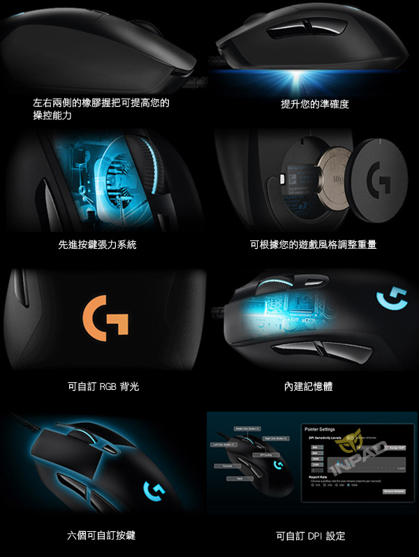 Logitech 羅技g403 Prodigy Rgb光學滑鼠有線 有線滑鼠 電競滑鼠 滑鼠 鼠墊 滑鼠周邊 硬派精璽線上購物網