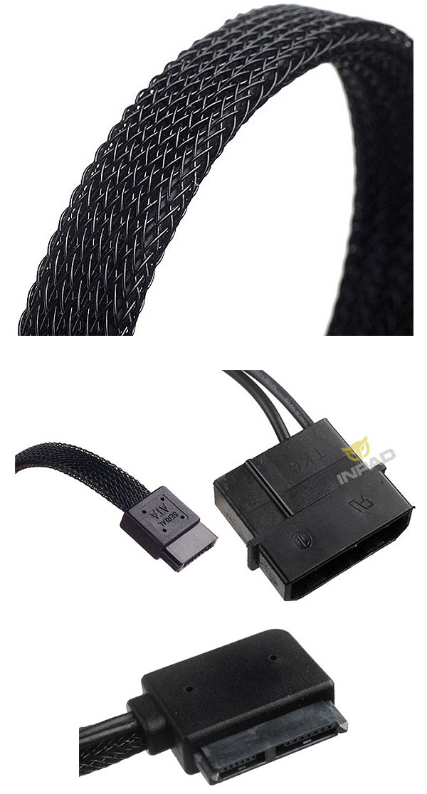 Silverstone Tek CP10 Sleeved Slim-SATA To SATA Adapter Cable - Black
