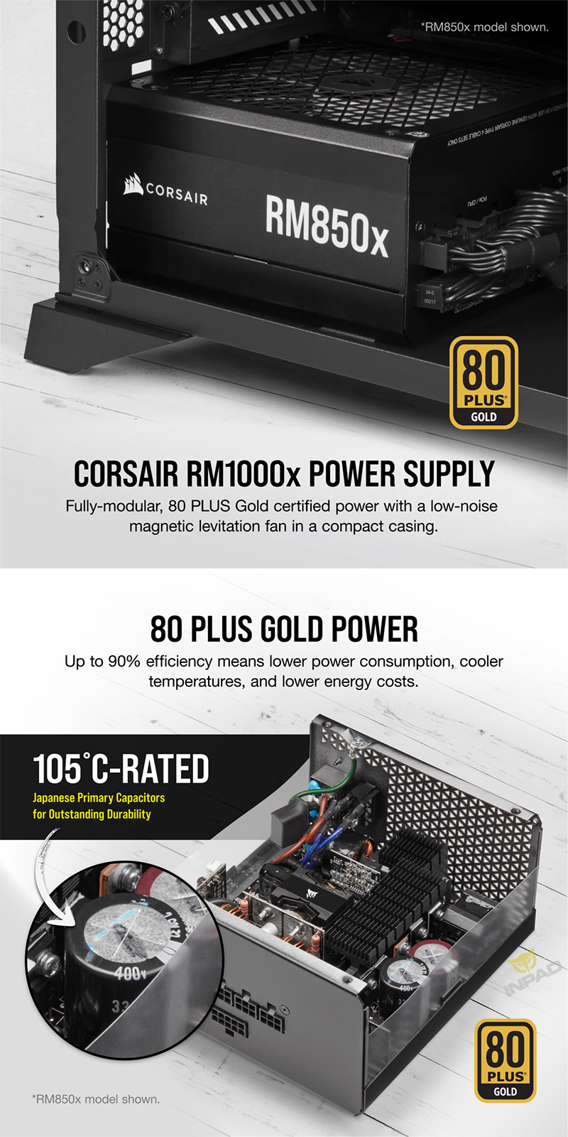 CORSAIR 海盜船1000W RM1000X 電源供應器金牌2021黑色_全模組化_筆電 