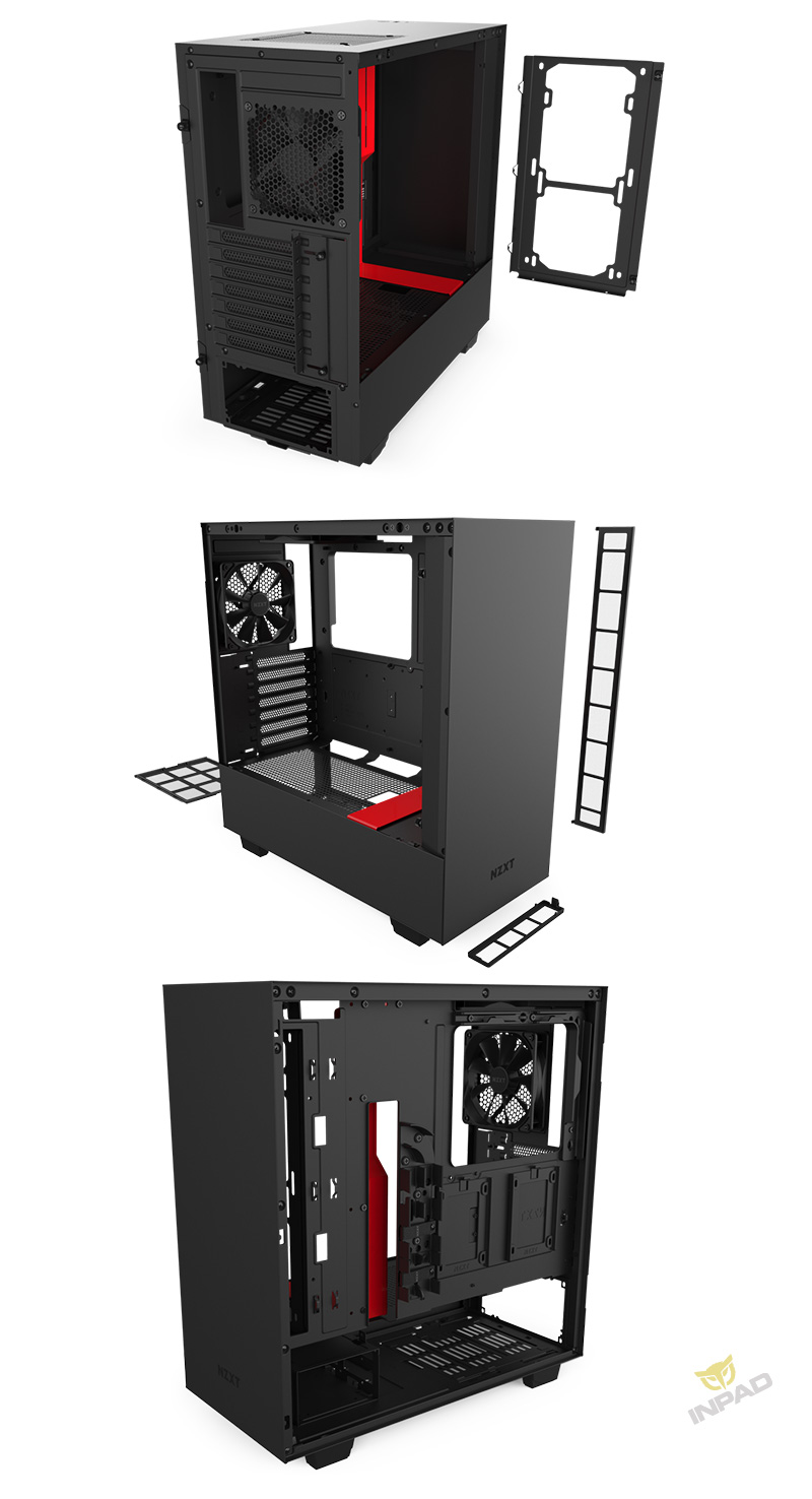 Nzxt H510 強化玻璃機殼黑色白色黑紅色 直立式機殼 機殼 裸測架 機殼 電源 散熱改裝 硬派精璽線上購物網