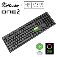 《送酥鴨》Ducky X Razer 聯名款 ONE 2 108鍵PBT二色鍵帽機械式鍵盤黑色 綠軸黃軸橘軸中文RGB