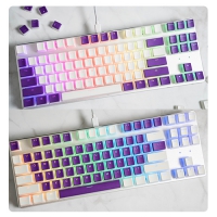 Ducky 布丁透光PBT二色鍵帽組 白色 紫色 英文