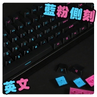 108鍵 Miami邁阿密 PBT二色側刻鍵帽組 黑色藍粉字 英文