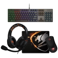 【套餐】Cougar Ultimus EX機械式鍵盤紅中+MINOS T1滑鼠鼠墊組+Dive耳機麥克風