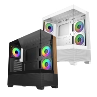 CoolerMaster Elite 690 機殼 全景鋼化玻璃 木飾板 黑色白色